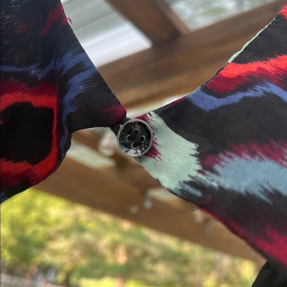 Roxy Medium Sun Dress Mini w/Back Cutouts Colorful Tribal or Geometric Print - Picture 9 of 14